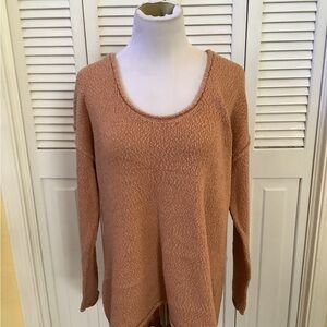aerie Tan Crew Neck Sweater with Relaxed Fit and Soft Knitted Texture